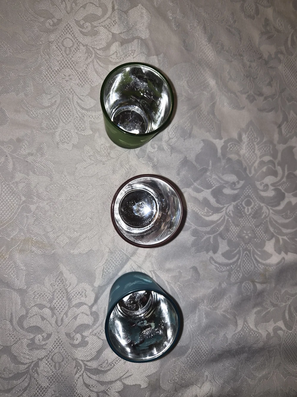 Set of 3 Butterfly Frosted Glass Votive Holders - Green, Pink, Teal